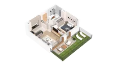 2 pokoje, mieszkanie 37,62 m², piętro 1, oferta nr 2.01.B14, Ogrody Andersa IV, Gliwice, Wojska Polskiego, ul. J. Sowińskiego