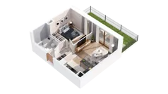 2 pokoje, mieszkanie 37,62 m², piętro 1, oferta nr 2.01.B14, Ogrody Andersa IV, Gliwice, Wojska Polskiego, ul. J. Sowińskiego