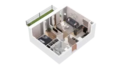 2 pokoje, mieszkanie 39,82 m², parter, oferta nr 3.00.A07, Ogrody Andersa IV, Gliwice, Wojska Polskiego, ul. J. Sowińskiego