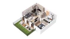 2 pokoje, mieszkanie 39,82 m², parter, oferta nr 3.00.A07, Ogrody Andersa IV, Gliwice, Wojska Polskiego, ul. J. Sowińskiego