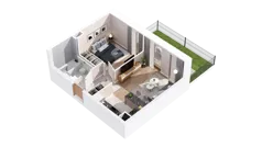 2 pokoje, mieszkanie 39,82 m², parter, oferta nr 3.00.A07, Ogrody Andersa IV, Gliwice, Wojska Polskiego, ul. J. Sowińskiego