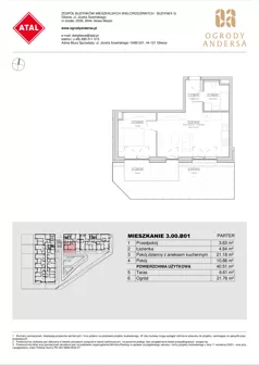 2 pokoje, mieszkanie 40,51 m², parter, oferta nr 3.00.B01, Ogrody Andersa IV, Gliwice, Wojska Polskiego, ul. J. Sowińskiego