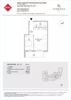 2 pokoje, mieszkanie 50,13 m², piętro 1, oferta nr B1.1.5, ATAL Symbioza, Gdynia, Cisowa, ul. Kcyńska