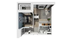 2 pokoje, mieszkanie 47,59 m², piętro 3, oferta nr B1.3.3, ATAL Symbioza, Gdynia, Cisowa, ul. Kcyńska