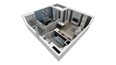 2 pokoje, mieszkanie 47,59 m², piętro 3, oferta nr B1.3.3, ATAL Symbioza, Gdynia, Cisowa, ul. Kcyńska