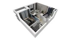 2 pokoje, mieszkanie 47,59 m², piętro 3, oferta nr B1.3.3, ATAL Symbioza, Gdynia, Cisowa, ul. Kcyńska