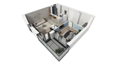 2 pokoje, mieszkanie 47,59 m², piętro 3, oferta nr B1.3.3, ATAL Symbioza, Gdynia, Cisowa, ul. Kcyńska