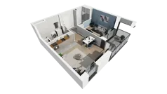 2 pokoje, mieszkanie 47,59 m², piętro 3, oferta nr B1.3.3, ATAL Symbioza, Gdynia, Cisowa, ul. Kcyńska