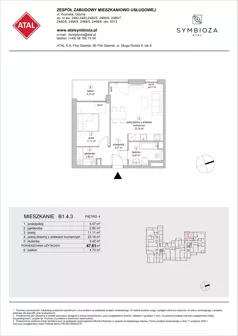 2 pokoje, mieszkanie 47,61 m², piętro 4, oferta nr B1.4.3, ATAL Symbioza, Gdynia, Cisowa, ul. Kcyńska