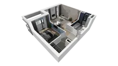 2 pokoje, mieszkanie 47,61 m², piętro 4, oferta nr B1.4.3, ATAL Symbioza, Gdynia, Cisowa, ul. Kcyńska