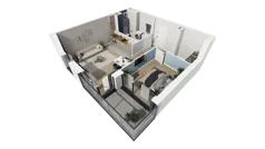 2 pokoje, mieszkanie 47,61 m², piętro 4, oferta nr B1.4.3, ATAL Symbioza, Gdynia, Cisowa, ul. Kcyńska