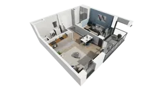 2 pokoje, mieszkanie 47,61 m², piętro 4, oferta nr B1.4.3, ATAL Symbioza, Gdynia, Cisowa, ul. Kcyńska