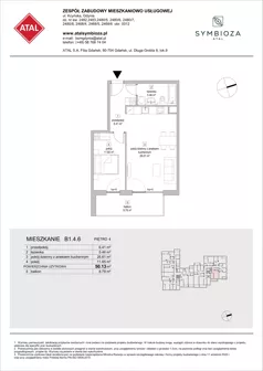 2 pokoje, mieszkanie 50,13 m², piętro 4, oferta nr B1.4.6, ATAL Symbioza, Gdynia, Cisowa, ul. Kcyńska