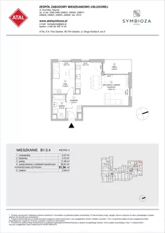 2 pokoje, mieszkanie 51,34 m², piętro 5, oferta nr B1.5.4, ATAL Symbioza, Gdynia, Cisowa, ul. Kcyńska