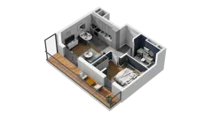 2 pokoje, apartament 41,10 m², piętro 6, oferta nr H2-D-6-3, Heyki City ATAL, Szczecin, Prawobrzeże, Międzyodrze, ul. Leona Heyki