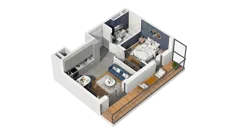 2 pokoje, apartament 41,10 m², piętro 6, oferta nr H2-D-6-3, Heyki City ATAL, Szczecin, Prawobrzeże, Międzyodrze, ul. Leona Heyki