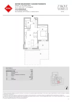 2 pokoje, mieszkanie 43,01 m², parter, oferta nr B1.0.02, Zakole Wisły II, Kraków, Podgórze, ul. Na Zakolu Wisły