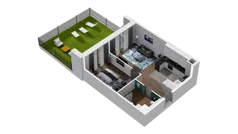 2 pokoje, mieszkanie 48,92 m², parter, oferta nr B1.0.03, Zakole Wisły II, Kraków, Podgórze, ul. Na Zakolu Wisły