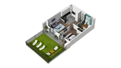 2 pokoje, mieszkanie 48,92 m², parter, oferta nr B1.0.03, Zakole Wisły II, Kraków, Podgórze, ul. Na Zakolu Wisły