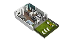 2 pokoje, mieszkanie 48,92 m², parter, oferta nr B1.0.03, Zakole Wisły II, Kraków, Podgórze, ul. Na Zakolu Wisły