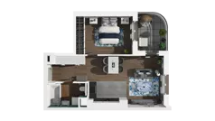 2 pokoje, mieszkanie 43,02 m², piętro 1, oferta nr B1.1.07, Zakole Wisły II, Kraków, Podgórze, ul. Na Zakolu Wisły