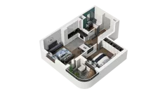 2 pokoje, mieszkanie 43,02 m², piętro 1, oferta nr B1.1.07, Zakole Wisły II, Kraków, Podgórze, ul. Na Zakolu Wisły