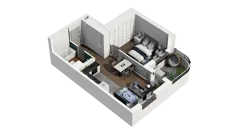 2 pokoje, mieszkanie 43,02 m², piętro 1, oferta nr B1.1.07, Zakole Wisły II, Kraków, Podgórze, ul. Na Zakolu Wisły