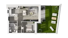 2 pokoje, apartament 49,68 m², parter, oferta nr 14B.1, Przystań Sobieszewo, Gdańsk, Wyspa Sobieszewska, ul. Narcyzowa