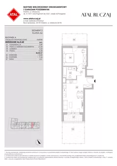 2 pokoje, mieszkanie 46,55 m², piętro 1, oferta nr A6.1.63, ATAL Ruczaj, Kraków, Łagiewniki-Borek Fałęcki, Borek Fałęcki, ul. Obozowa