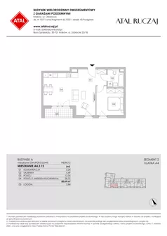 2 pokoje, mieszkanie 50,49 m², piętro 2, oferta nr A4.2.12, ATAL Ruczaj, Kraków, Łagiewniki-Borek Fałęcki, Borek Fałęcki, ul. Obozowa