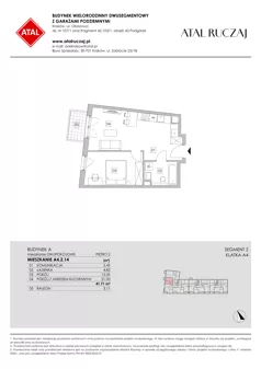 2 pokoje, mieszkanie 41,71 m², piętro 2, oferta nr A4.2.14, ATAL Ruczaj, Kraków, Łagiewniki-Borek Fałęcki, Borek Fałęcki, ul. Obozowa
