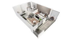 2 pokoje, apartament 45,68 m², piętro 6, oferta nr A-06-77A, ATAL Olimpijska, Katowice, Bogucice, ul. Olimpijska / al. Korfantego
