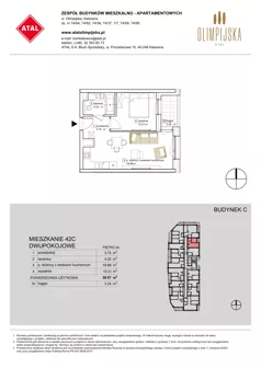 2 pokoje, apartament 37,88 m², piętro 4, oferta nr C-04-42C, ATAL Olimpijska, Katowice, Bogucice, ul. Olimpijska / al. Korfantego