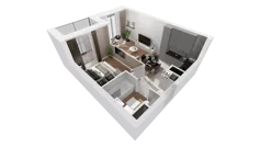 2 pokoje, mieszkanie 38,02 m², piętro 5, oferta nr C-05-55C, ATAL Olimpijska, Katowice, Bogucice, ul. Olimpijska / al. Korfantego