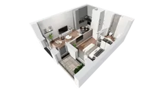 2 pokoje, mieszkanie 38,02 m², piętro 5, oferta nr C-05-55C, ATAL Olimpijska, Katowice, Bogucice, ul. Olimpijska / al. Korfantego