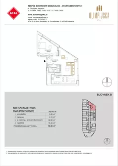 2 pokoje, apartament 68,36 m², piętro 26, oferta nr B-26-208B, ATAL Olimpijska, Katowice, Bogucice, ul. Olimpijska / al. Korfantego
