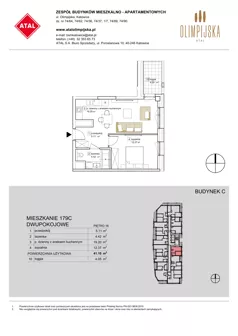 2 pokoje, apartament 41,10 m², piętro 16, oferta nr C-16-179C, ATAL Olimpijska, Katowice, Śródmieście, Bogucice, ul. Olimpijska / al. Korfantego