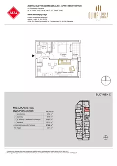 2 pokoje, apartament 37,88 m², piętro 4, oferta nr C-04-42C, ATAL Olimpijska, Katowice, Śródmieście, Bogucice, ul. Olimpijska / al. Korfantego