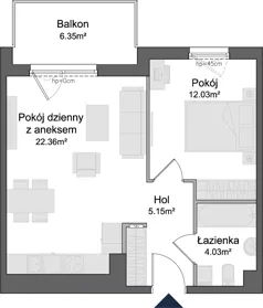 2 pokoje, mieszkanie 43,57 m², piętro 4, oferta nr 1.4.02, Osiedle Rytelska, Gdańsk, Orunia Górna-Gdańsk Południe, ul. Rytelska