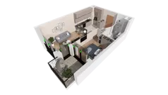 2 pokoje, mieszkanie 42,97 m², piętro 2, oferta nr B2-02-23B, Nowa Francuska I, Katowice, Osiedle Paderewskiego-Muchowiec, Muchowiec, ul. Szybowcowa