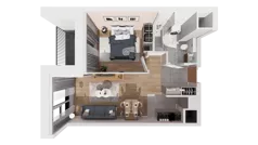 2 pokoje, mieszkanie 42,65 m², piętro 3, oferta nr 1-3-33, ATAL Aura II, Łódź, Bałuty, ul. Telefoniczna 15/17