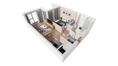 2 pokoje, mieszkanie 42,65 m², piętro 3, oferta nr 1-3-33, ATAL Aura II, Łódź, Bałuty, ul. Telefoniczna 15/17