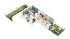3 pokoje, mieszkanie 64,40 m², parter, oferta nr 2B-0-1, Naramowice Odnova, Poznań, Naramowice, ul. Bielicowa