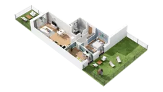3 pokoje, mieszkanie 64,40 m², parter, oferta nr 2B-0-1, Naramowice Odnova, Poznań, Naramowice, ul. Bielicowa
