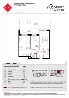 3 pokoje, mieszkanie 59,11 m², piętro 1, oferta nr A01.1.16, Skwer Witosa, Piastów, ul. Bodycha/Witosa