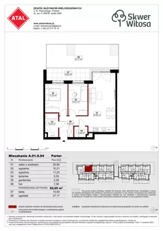 3 pokoje, mieszkanie 62,05 m², parter, oferta nr A01.0.04, Skwer Witosa, Piastów, ul. Bodycha/Witosa