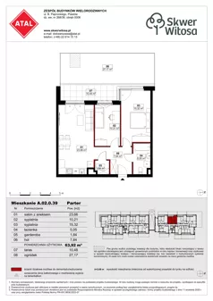 3 pokoje, mieszkanie 63,92 m², parter, oferta nr A02.0.39, Skwer Witosa, Piastów, ul. Bodycha/Witosa