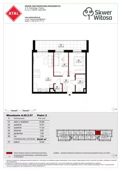 3 pokoje, mieszkanie 59,83 m², piętro 2, oferta nr A02.2.57, Skwer Witosa, Piastów, ul. Bodycha/Witosa
