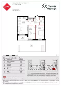 3 pokoje, mieszkanie 57,95 m², piętro 1, oferta nr A02.1.49, Skwer Witosa, Piastów, ul. Bodycha/Witosa