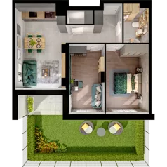 3 pokoje, mieszkanie 57,95 m², piętro 1, oferta nr A02.1.49, Skwer Witosa, Piastów, ul. Bodycha/Witosa